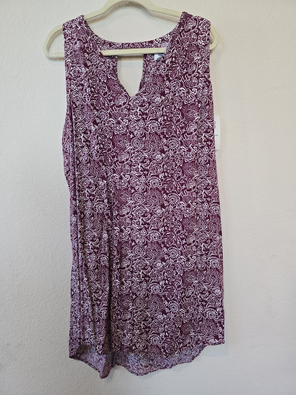 Old Navy Burgundy and White Paisley Tank Dress Sz 2XL